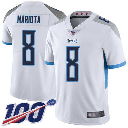Tennessee Titans Limited White Men Marcus Mariota Road Jersey NFL Football #8 100th Season Vapor Untouchable->tennessee titans->NFL Jersey